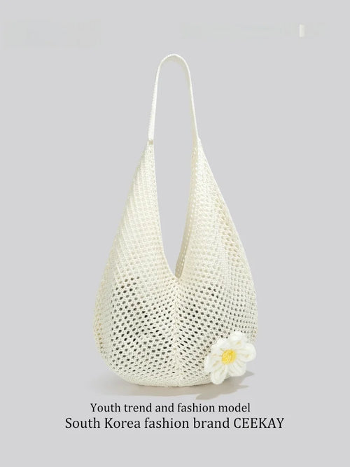 Ceekay Large Capaci Woven Tote Bag Underarm Single oulder Beach Casual Summer Vaion Women's Bag Soft Dumpling ape