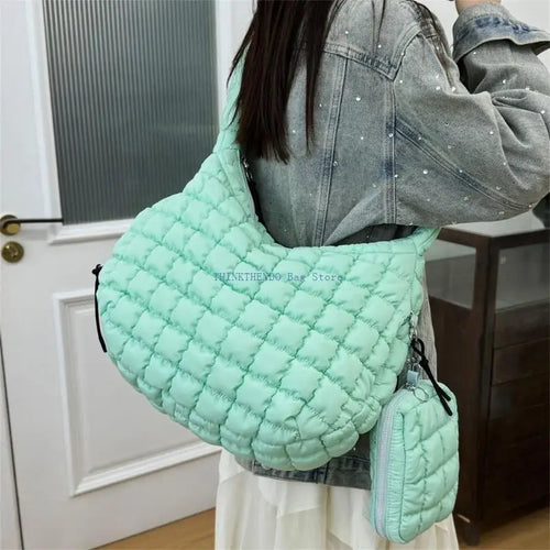 340D Quilted Puffer Bag Set for Women Lightweight Spacious Crossbody Satchel Purse